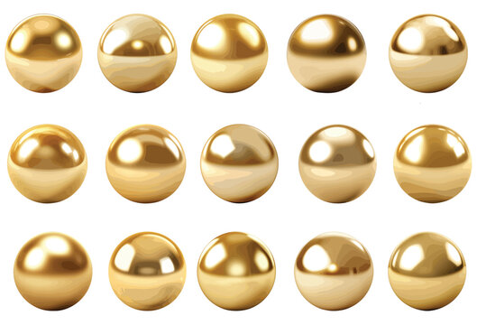 Metallic gold ball vector set isolated on white background