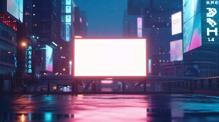 Blank digital screen mock up neon color