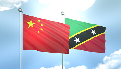 China and Saint Kitts Flag Together A Concept of Realations