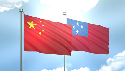 China and Samoa Flag Together A Concept of Realations