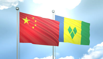 China and Saint Vincent Flag Together A Concept of Realations