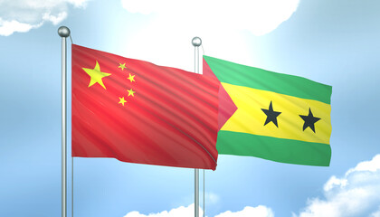 China and Sao Tome Flag Together A Concept of Realations