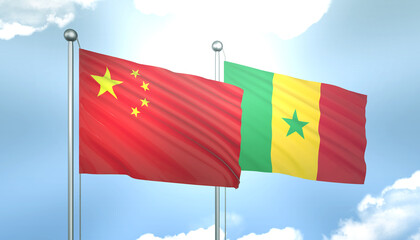 China and Senegal Flag Together A Concept of Realations