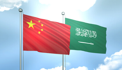 China and Saudi Arabia Flag Together A Concept of Realations