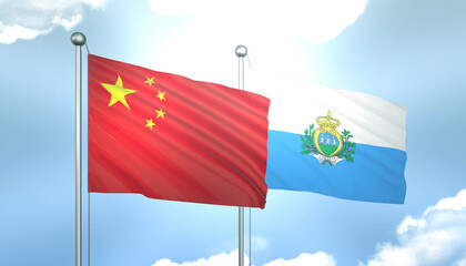 China and San Marino Flag Together A Concept of Realations