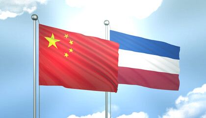 China and Serbia and Montenegro Flag Together A Concept of Realations