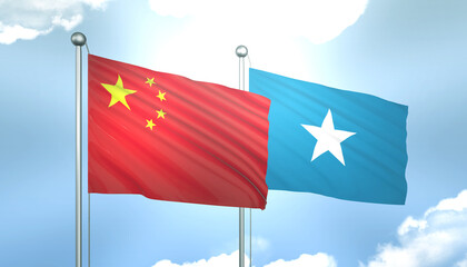 China and Somalia Flag Together A Concept of Realations