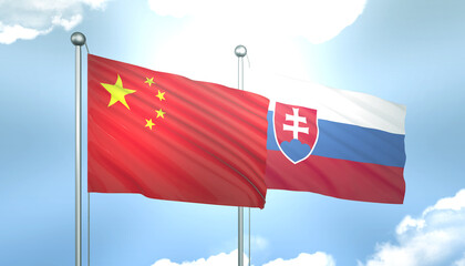 China and Slovakia Flag Together A Concept of Realations
