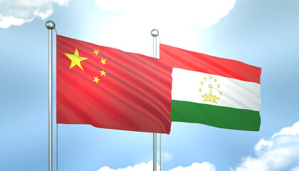 China and Tajikistan Flag Together A Concept of Realations