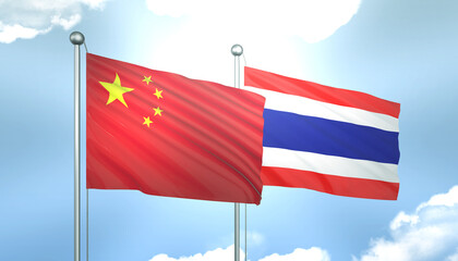 China and Thailand Flag Together A Concept of Realations