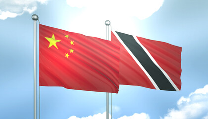 China and Trinidad and Tobago Flag Together A Concept of Realations