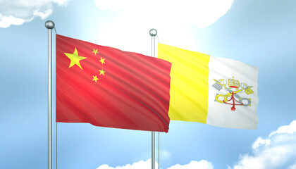China and Vatican City Flag Together A Concept of Realations