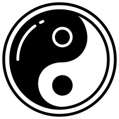 Ying Yang glyph and line vector illustration