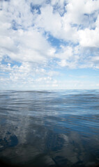 Sky over water in open sea and clouds, calm with space for text