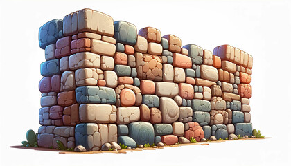 Ancient stone wall. 3D cartoon-realistic wall.