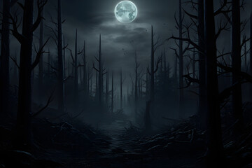 Full Moon Over a Dark Forest    Generative AI,