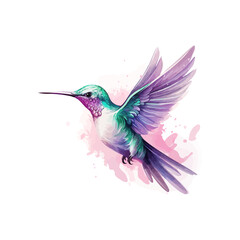 Hummingbird bird watercolor. Vector illustration design.