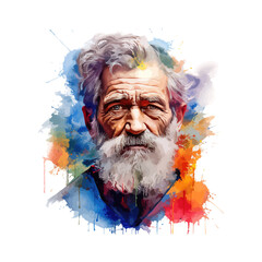 Portret old man watercolor. Vector illustration design.
