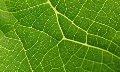 Botanical Elegance: Extreme Close-Up of Vivid Green Leaf Veins