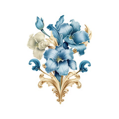 Flower blue ornament Baroque. Vector illustration design.