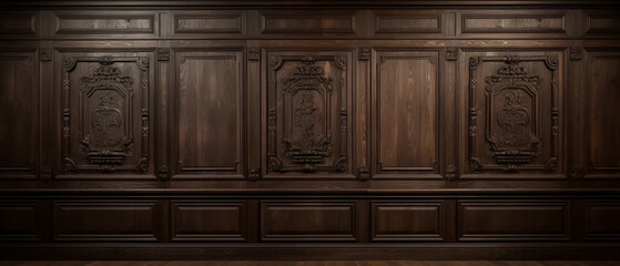 Traditional, Classic or Colonial wood wall paneling background texture. Frame crafted traditional wood paneling. - obrazy, fototapety, plakaty