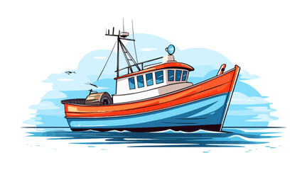 Fishing boat vector illustration isolated