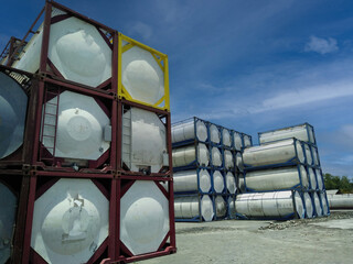 ISO tank  of containers in the depot area