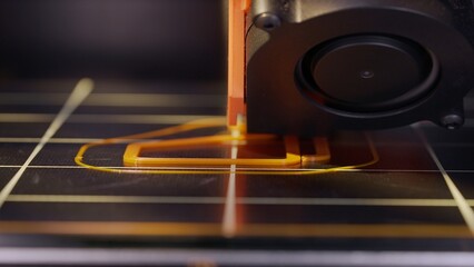 A 3D printer masterfully brings to life a spare part of your order. The process of printing a part on a 3D printer, close-up. This video is all about how technology turns your ideas into reality.