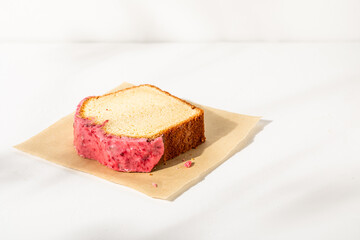 Baked goods on white plaster background
