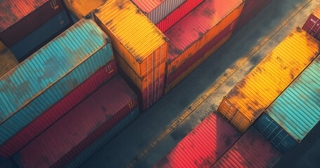 Aerial view of international container storage terminal