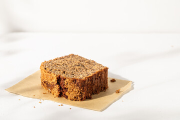 Baked goods on white plaster background
