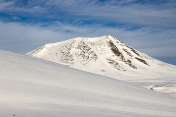 Country with a fresh snow and blue sky, Iceland