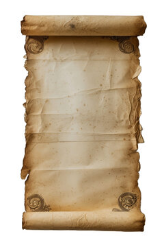 Blank vintage scroll isolated transparent background. PNG format