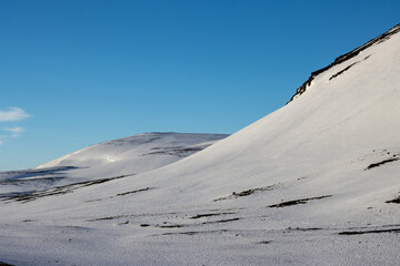 Country with a fresh snow and blue sky, Iceland