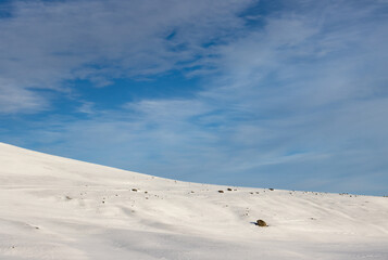 Country with a fresh snow and blue sky, Iceland