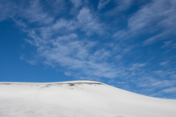 Country with a fresh snow and blue sky, Iceland