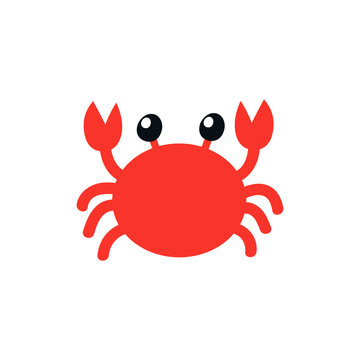 Vector illustration of a cute flat crab. Isolated on a white background.