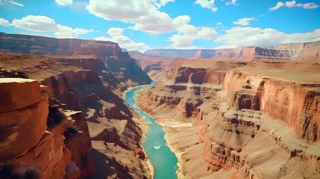 A river running through a canyon with Grand Canyon in the background
Grand Canyon Background Landscape