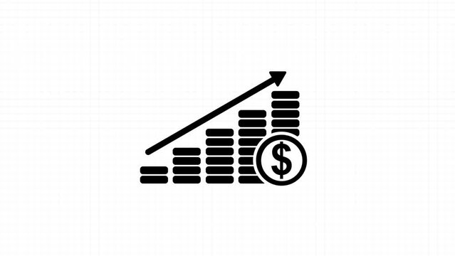 Business growth chart animation. business profit and success arrow with dollar icon. 