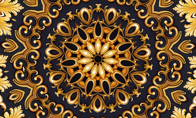 Golden colorful mandala background, Folk luxury animation for yoga, design, Golden abstract loop of flowers, Abstract kaleidoscope background, Beautiful multicolor kaleidoscope and mandala