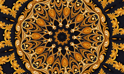 Golden colorful mandala background, Folk luxury animation for yoga, design, Golden abstract loop of flowers, Abstract kaleidoscope background, Beautiful multicolor kaleidoscope and mandala