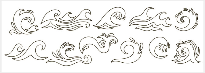 Doodle water wave clipart isolated. Hand drawn art. Sketch Vector stock illustration. EPS 10