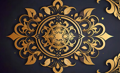 vector illustration, golden symmetrical patterns, golden mandala, golden kaleidoscope, fantasy mystical ornaments,