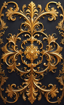vector illustration, golden symmetrical patterns, golden mandala, golden kaleidoscope, fantasy mystical ornaments,