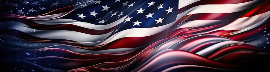 waving american flag with stars - obrazy, fototapety, plakaty