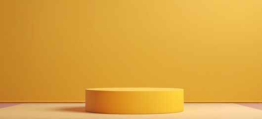 yellow 3d round podium. Mockup empty white stair for award. Round pedestal and winner podium.