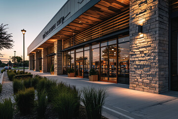 Commercial Building Fascia Logo And Signage Mockup The Exterior Wall Of A Contemporary Commercial Style Building With Aluminium Metal Composite Panels And Glass Windows For Logo And Sign Board Mockup 