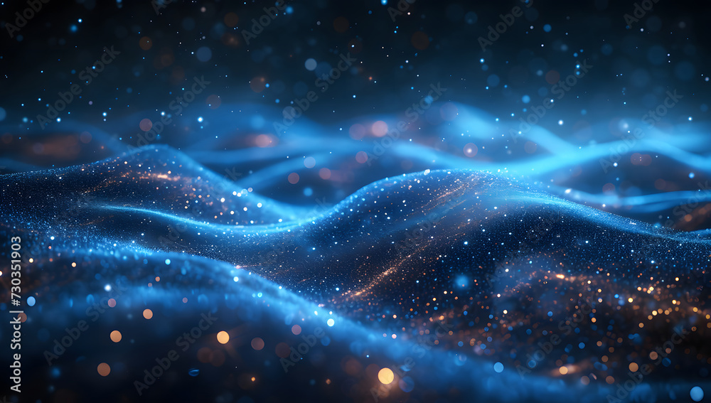 Wall mural a dark blue abstract background featuring a glow particle effect. the image includes abstract blue l