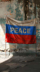 Fototapeta premium Russian flag with the word 