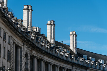 Fototapeta na wymiar Old buildings in Regent Street in the city of Westminster in London